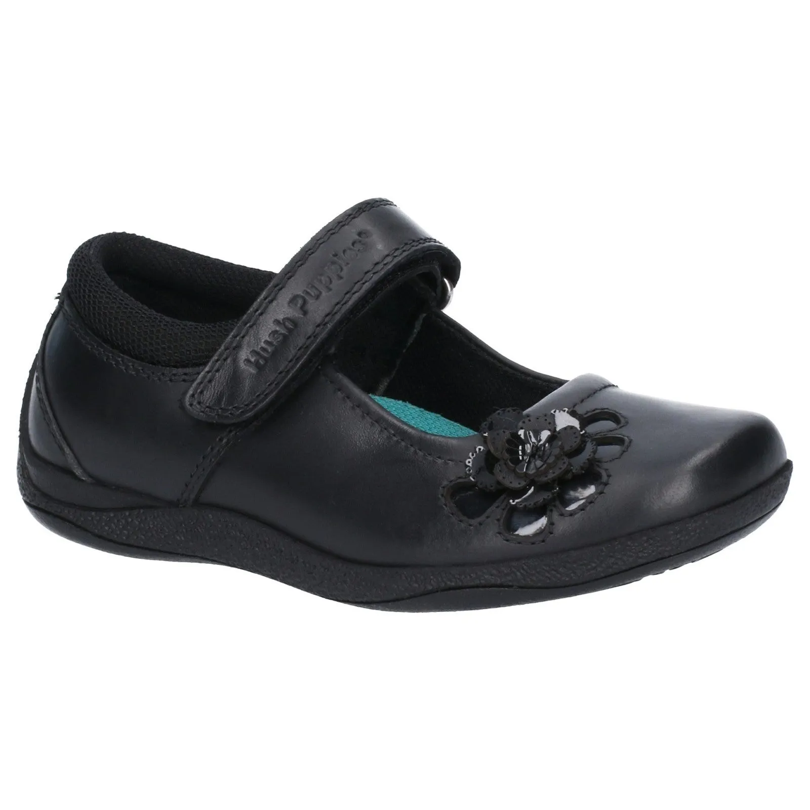 Hush Puppies Girls Jessica Leather School Shoes - Black