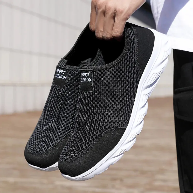 Men's Breathable Slip-On Sneakers – Classic Casual Mesh Running Shoes