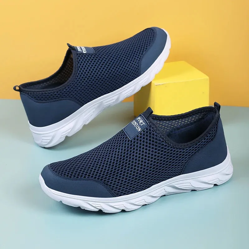 Men's Breathable Slip-On Sneakers – Classic Casual Mesh Running Shoes