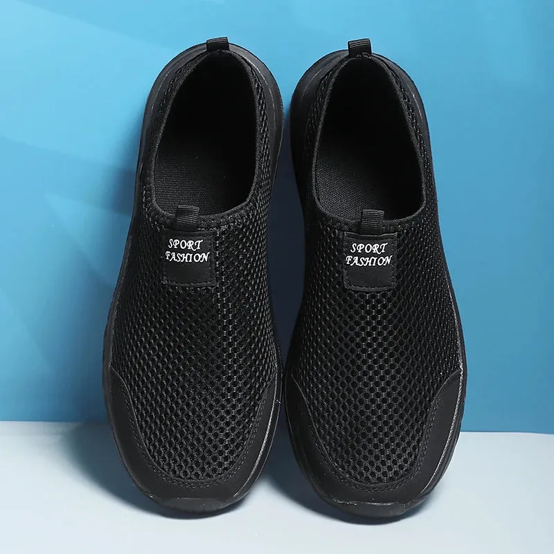 Men's Breathable Slip-On Sneakers – Classic Casual Mesh Running Shoes
