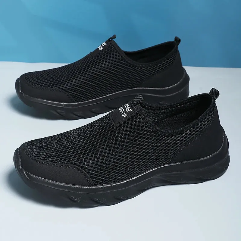 Men's Breathable Slip-On Sneakers – Classic Casual Mesh Running Shoes