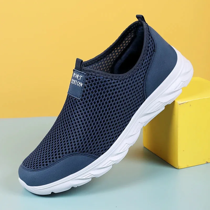 Men's Breathable Slip-On Sneakers – Classic Casual Mesh Running Shoes