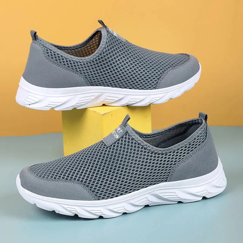 Men's Breathable Slip-On Sneakers – Classic Casual Mesh Running Shoes
