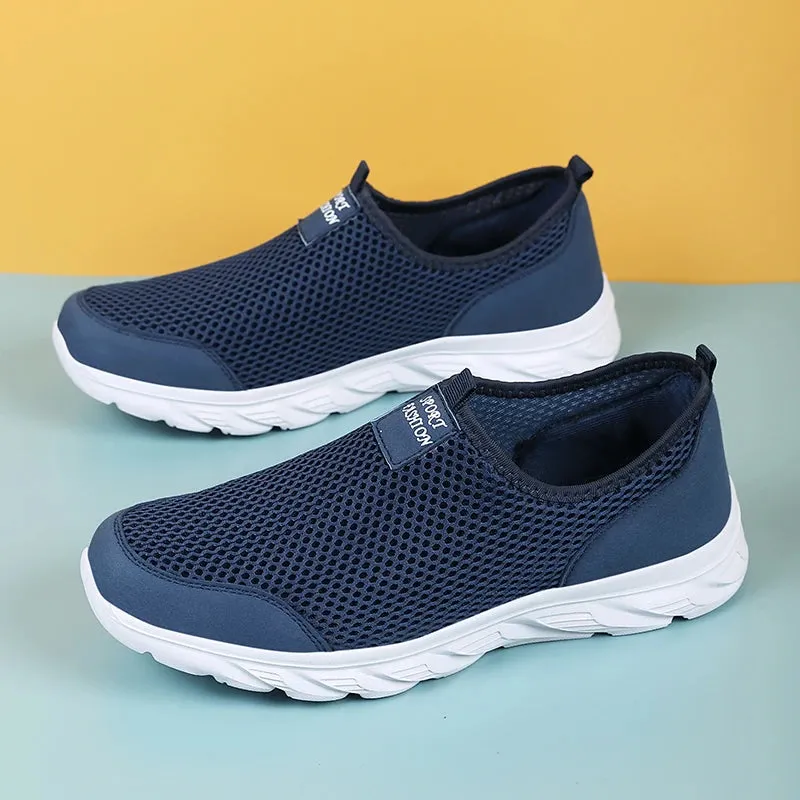 Men's Breathable Slip-On Sneakers – Classic Casual Mesh Running Shoes