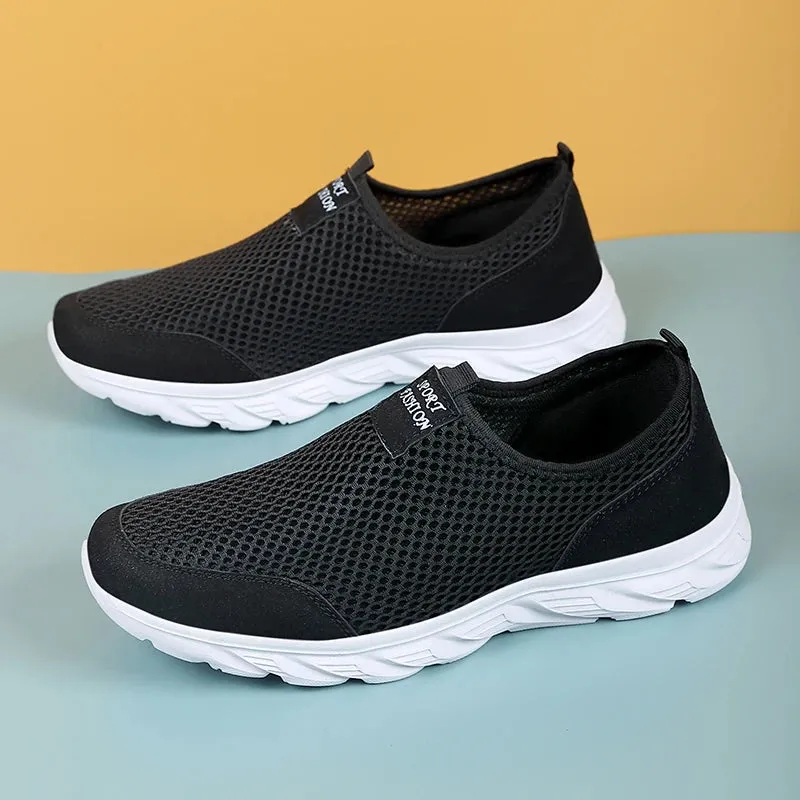 Men's Breathable Slip-On Sneakers – Classic Casual Mesh Running Shoes