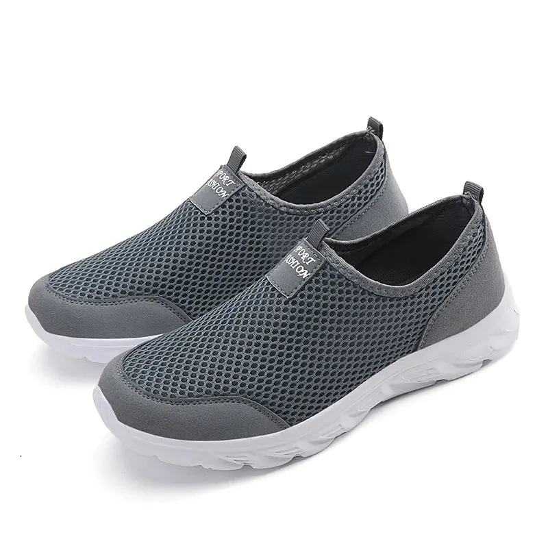 Men's Breathable Slip-On Sneakers – Classic Casual Mesh Running Shoes